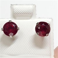 10K WHITE GOLD NATURAL RUBY(2.1CT)  EARRINGS