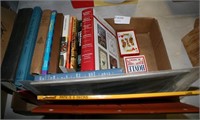 FLAT BOX OF ASSORTED BOOKS/PLAYING CARDS