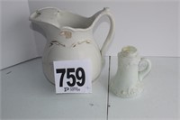 9" Vintage Sevres Pitcher - Milk Glass Lamp Base
