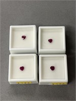 (4) 0.65 CT. Ruby Heart Shape Stones