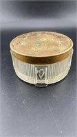 Vintage Glass Powder Jar w/Metal Lid