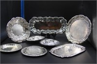8 small silverplate trays