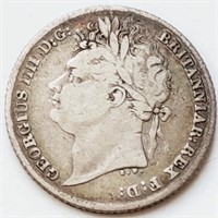 UK 1825 George IV silver SIX PENCE coin