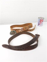 2 ceintures cuir dont boucle Bergamot brass work