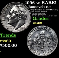 1996-w Roosevelt Dime RARE!  Top Pop! 10c Graded m