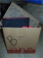 Large box full of tote bags, purses, plus