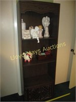 Mid Century Wood Upright Shelf / Display Cabinet