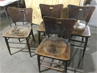 4 matching low back wood chairs