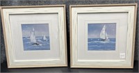 Pair, Fine Art White Sails Framed Pictures In