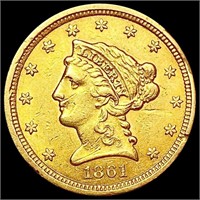 1861 $2.50 Gold Quarter Eagle CHOICE AU