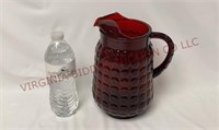 Anchor Hocking Bubble Ruby 9.5" Ice Lip Pitcher