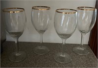 Vintage Gold Trimmed Wine Glasses