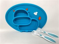 New Baby/Toddler Divided Silicone Cow Plate With