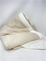 New Plush Throw Blanket Cream/White