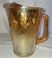 Vintage iridescent peach carnival glass pitcher