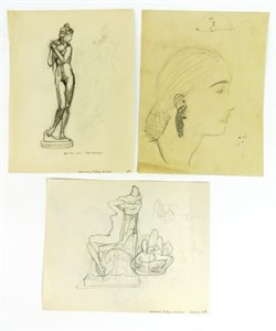 LAWRENCE WILBUR 3 NUDE SKETCHES SIGNED