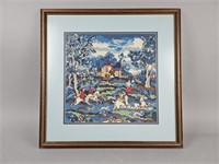 Vintage Rare Framed Fox Hunt Needlepoint