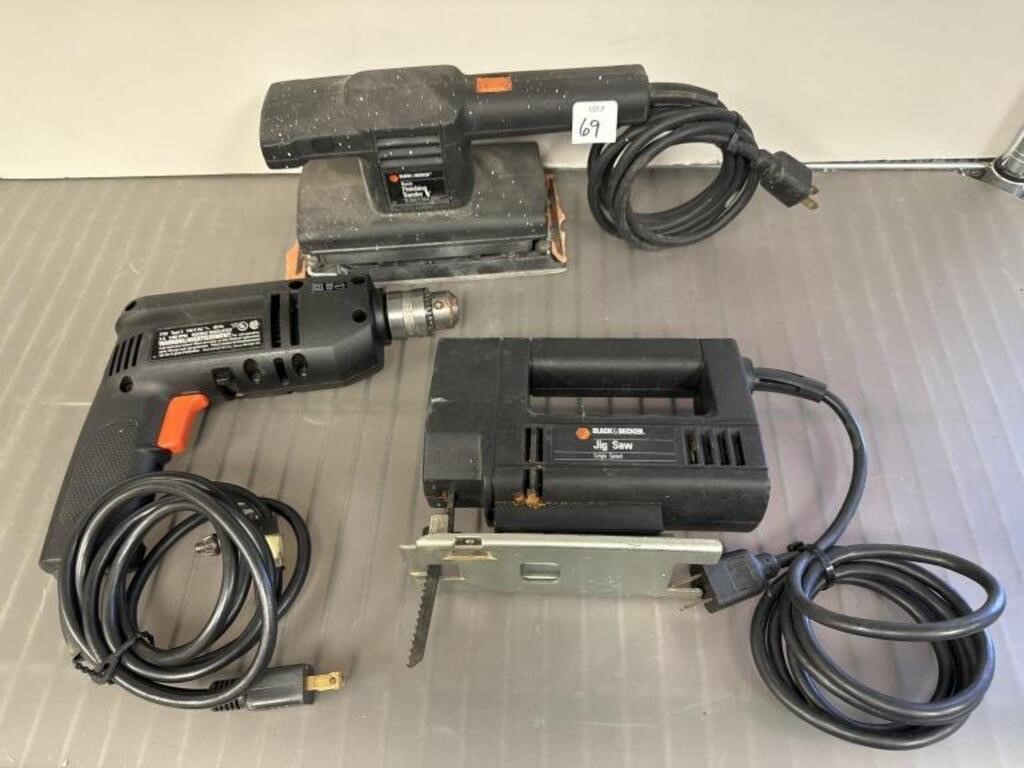 POWER TOOLS BLACK & DECKER SANDER, JIG SAW,  DRILL