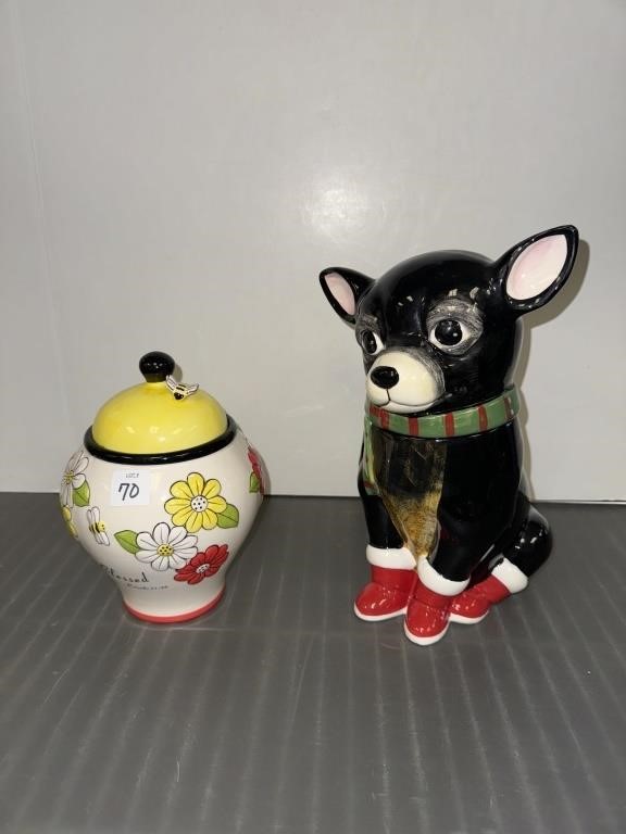 DOG COOKIE JAR & FLORAL GINGER JAR