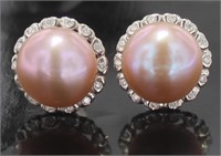 Quality 8.5 mm Rose Pearl Earrings