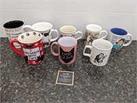 Lot of Assorted Cat Themed Coffee Mugs