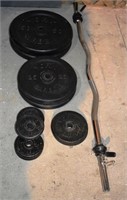York curling bar with 162.5lb weights; as is