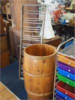 Wooden barrel, 30" high x 16" diameter and a