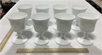 8 Milk glass stemware glasses
