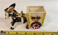 Vintage Glazed Donkey w/Cart Knick knack