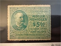 1946 UNUSED $5 MOTOR VEHICLE STAMP SC REVENUE