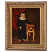 Boy with Dog, giclee on canvas