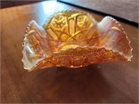 Amber Carnival Glass Bowl