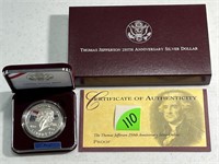 1993 Thomas Jefferson Proof Commemorative Silver D