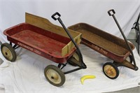 Duo of Vintage Red Wagons