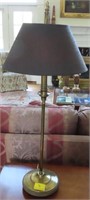 PAIR BUFFET STYLE BRASS LAMPS WITH SHADES
