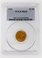 1905 Gold $2.50 PCGS MS65 $1125 LIST
