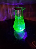 Uranium Glass Syrup Ptcher