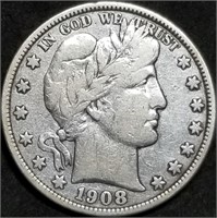 1908-D Barber Silver Half Dollar from Set