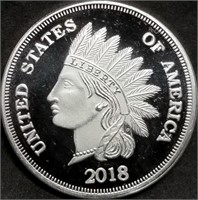 1 Troy Oz .999 Silver Round - Indian Cent Design