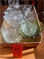Box lot assorted depression glassware