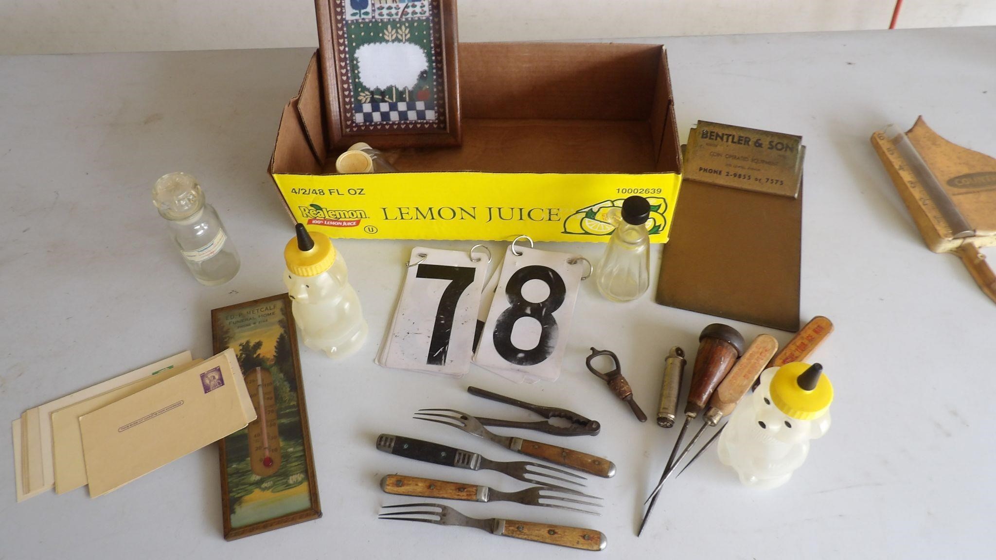 Vintage Flatware, Ice Picks, Thermometer