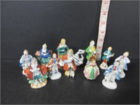 LOT OF 12 SMALL OCCUPIED JAPAN PORCELAIN FIGURINES
