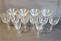 Engraved Crystal Aperitif Glasses -assorted