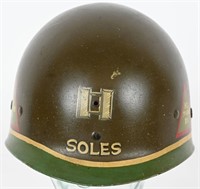 NAMED WWII 3RD ARMORED DIVISION PAINTED M1 HELMET