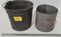2 vintage metal buckets