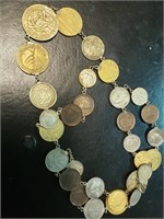 Vintage Necklace With More Than 30 Coins .