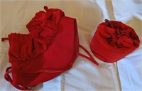 Childs Red Velvet Bonnet and Matching Purse