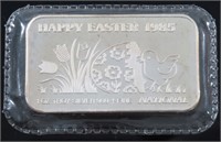 NATIONAL 1 OZ 999 SILVER ROUND 1985 HAPPY EASTER