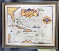 Framed Pirates of the Caribbean map poster