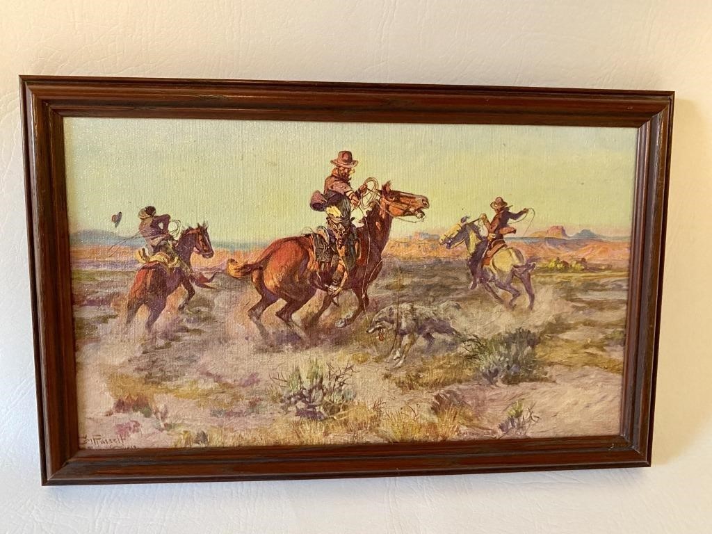 Famous CM Russell Framed Painting - Signed